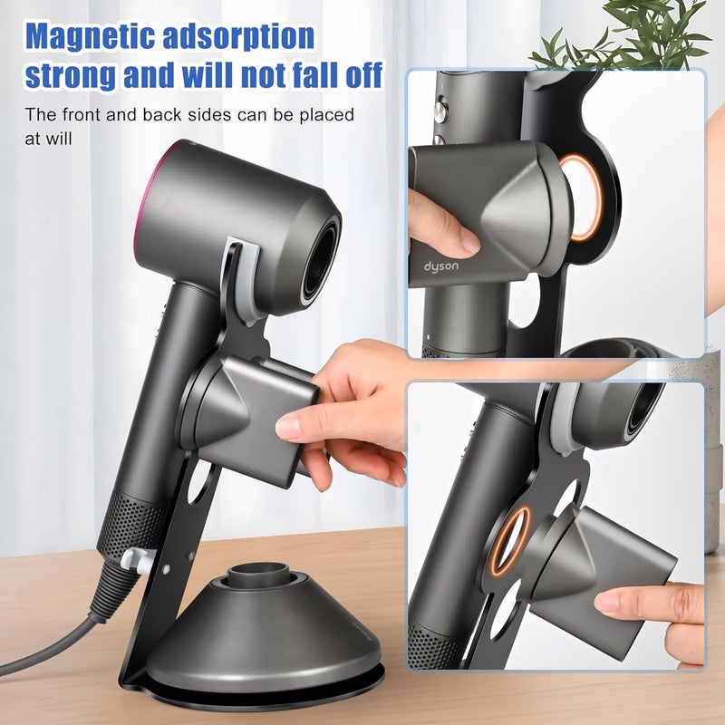 YCHF Supersonic Hair Dryer Holder for Dyson,blow dryer holder,Hair Dryer Holder for Dyson SupersonicAluminum Alloy Bracket, Bathroom Organizer,Size: 27.5cm x14cm x 16.4cm (Black) - Image 2